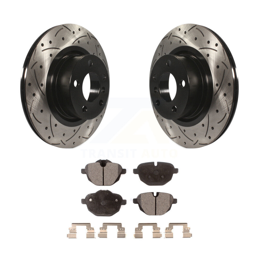 Kit de plaquettes semi-métalliques de Rotor de frein à disque fendu percé à revêtement arrière pour BMW X3 X