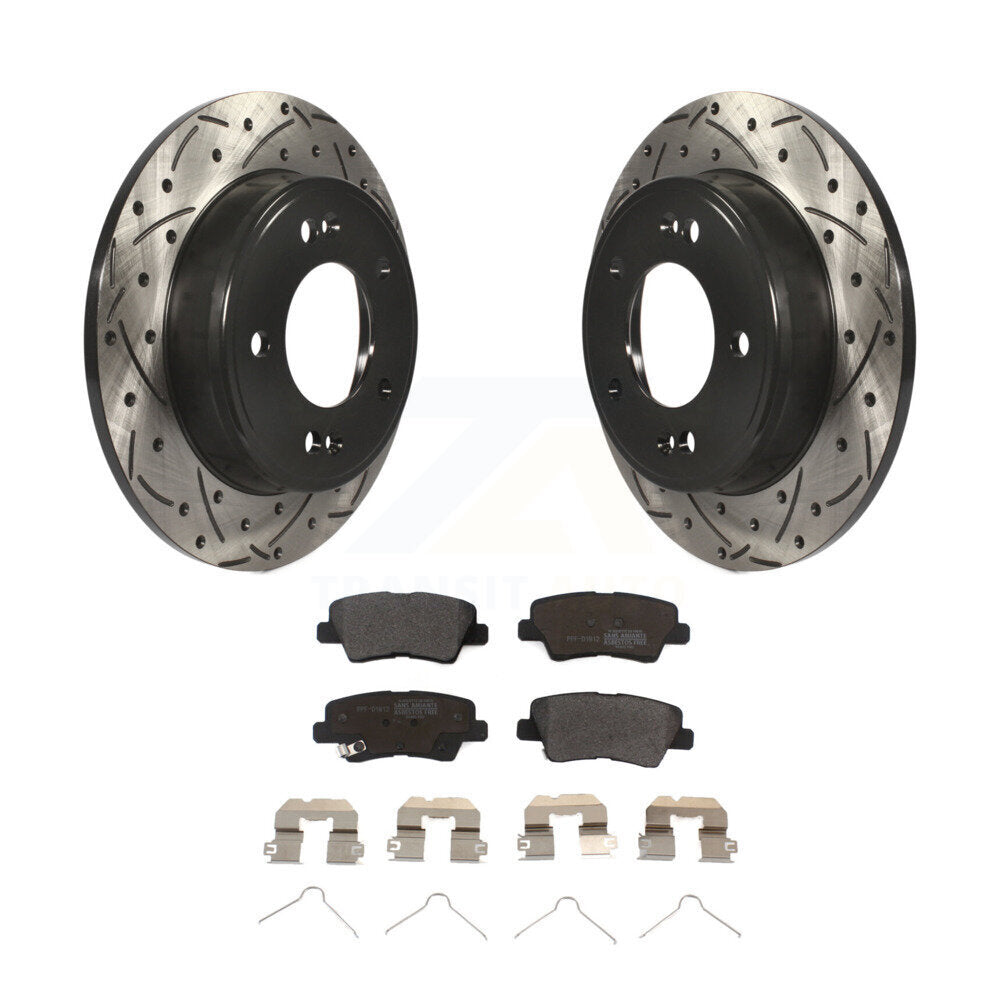 Rotors de frein à fente arrière, Kit de plaquettes semi-métalliques pour Hyundai Elantra Venue Ki
