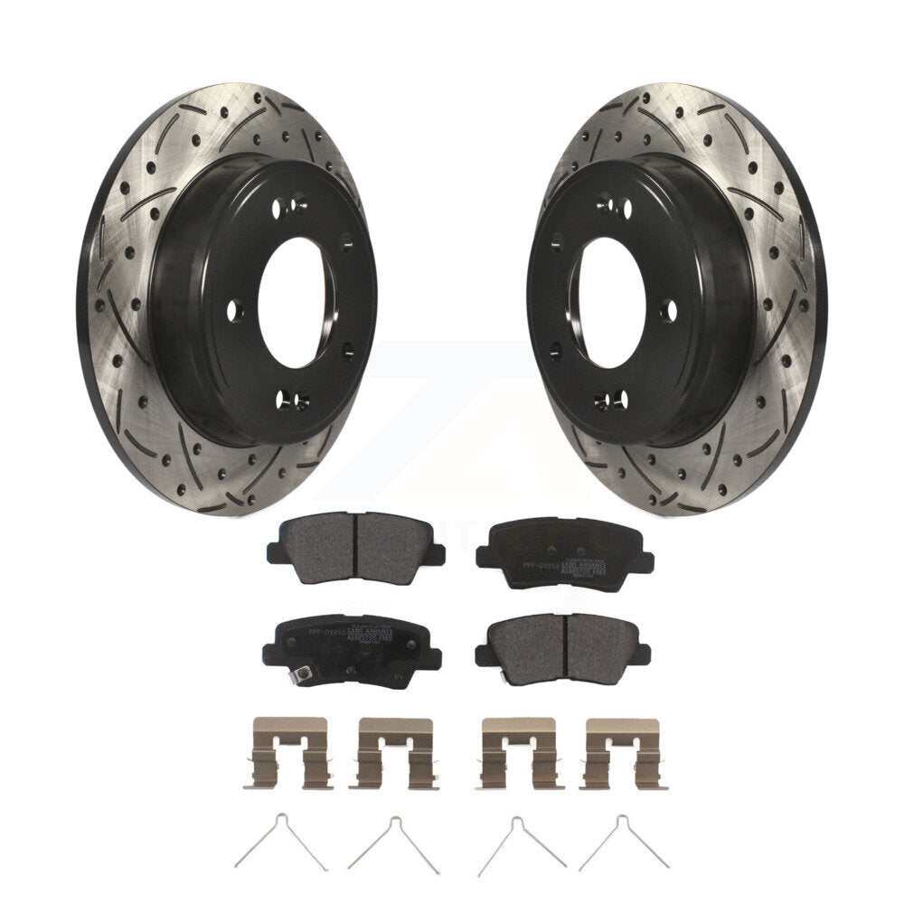 Rotors de frein à fente arrière, Kit de plaquettes semi-métalliques pour Kia Hyundai Kona Forte G