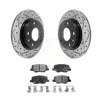Kit de plaquettes semi-métalliques de rotors de frein à disque de fente de forage enduit arrière pour Mazda 3 Spor
