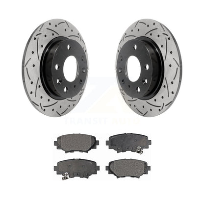 Kit de plaquettes semi-métalliques de rotors de frein à disque de fente de forage enduit arrière pour Mazda 3 Spor