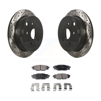 Rotor de frein à disque à fente percée avec revêtement arrière et kit de plaquettes semi-métalliques pour Subaru WR
