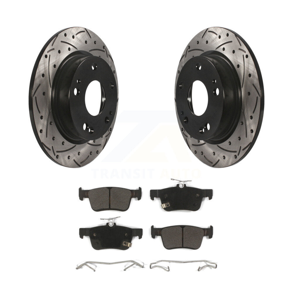Kit de plaquettes semi-métalliques de rotors de frein à disque à fente percée à revêtement arrière pour Honda Civi