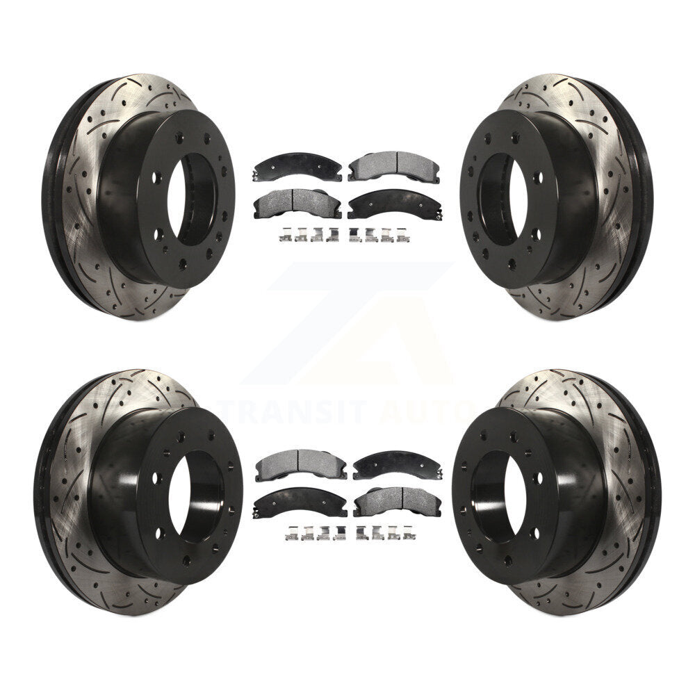 Kit de plaquettes semi-métalliques de Rotor de frein de fente de forage avant et arrière pour GMC Chevrolet Sierr