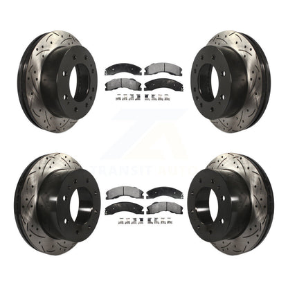 Kit de plaquettes semi-métalliques de Rotor de frein de fente de forage avant et arrière pour GMC Chevrolet Sierr