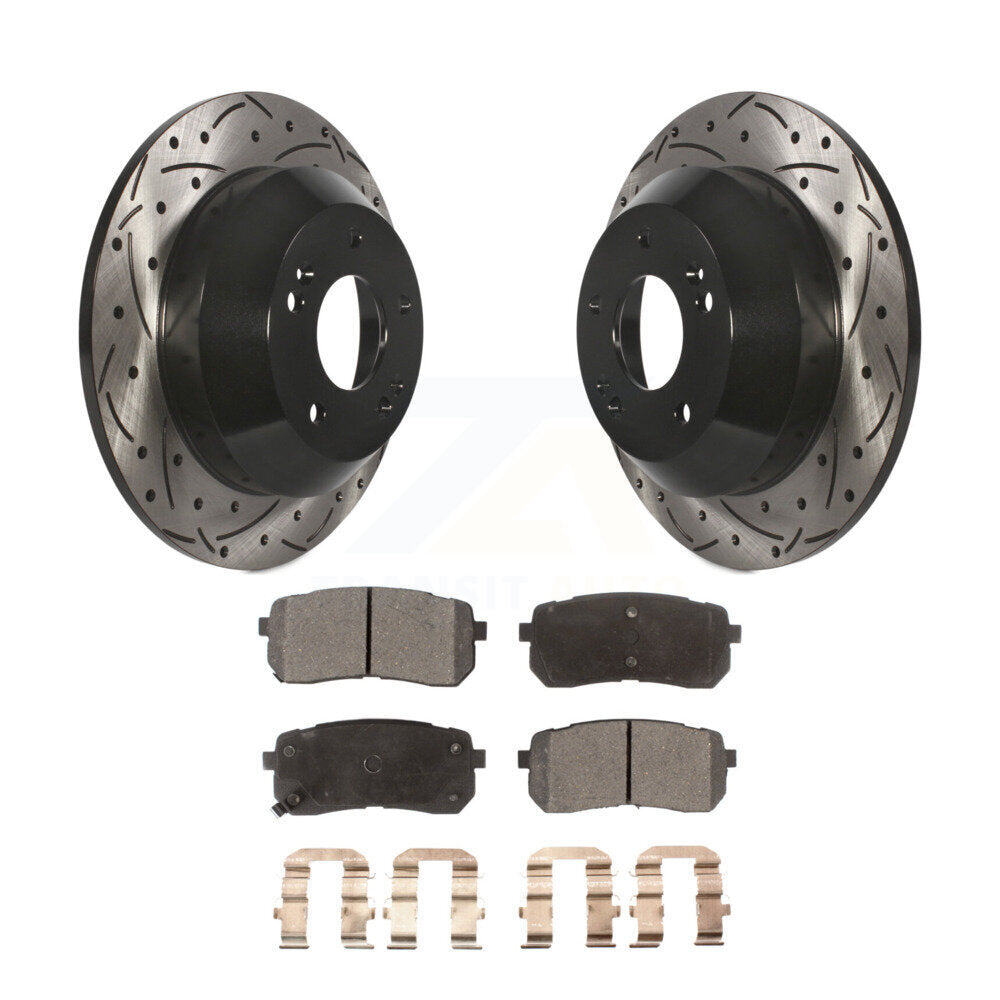 Rotors de frein à disque à fente arrière, Kit de plaquettes semi-métalliques pour Kia Sedon 2015 – 2021