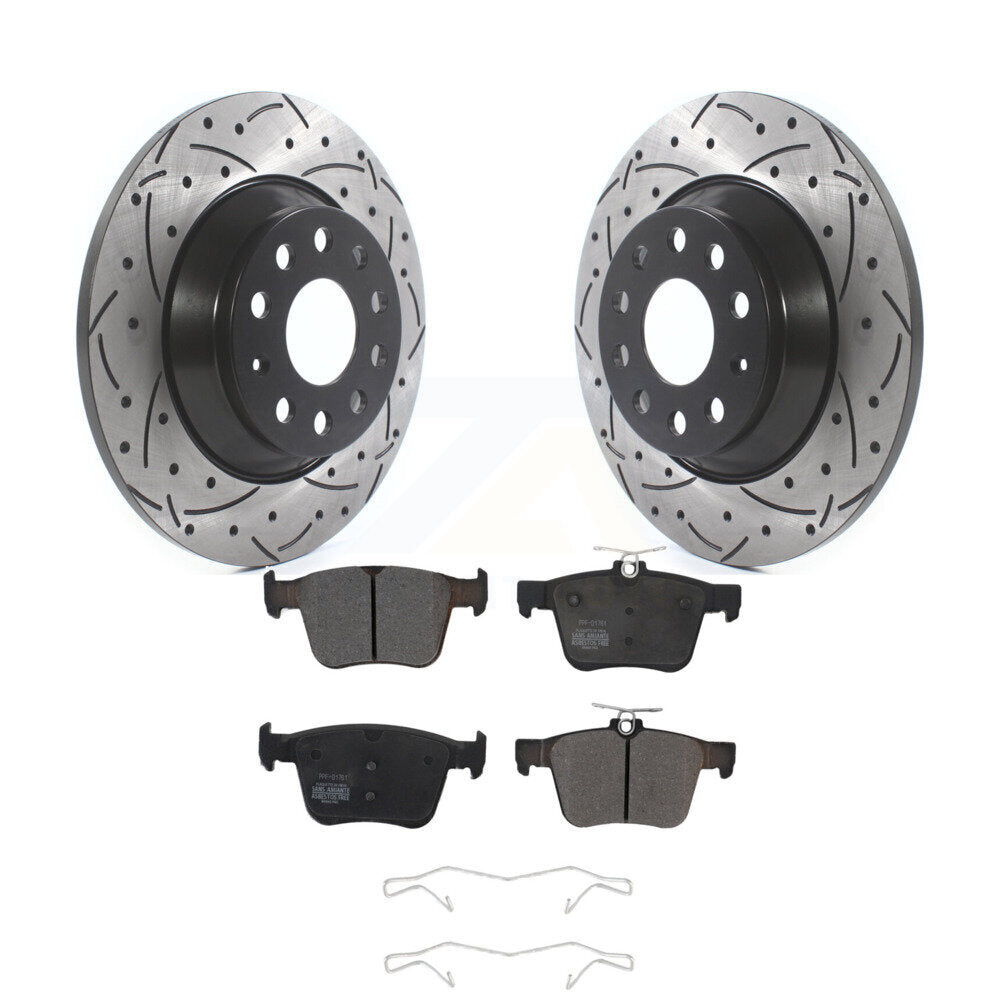 Kit de plaquettes semi-métalliques de Rotor de frein de fente de forage arrière pour Volkswagen Tiguan Jetta Q