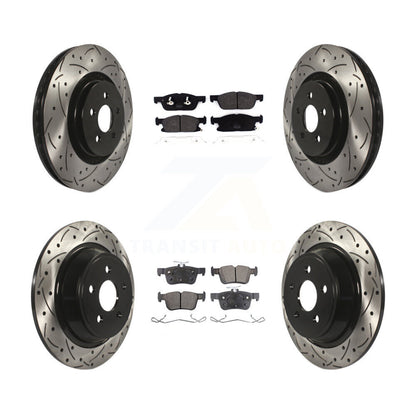 Kit de plaquettes semi-métalliques de rotors de frein de fente de forage avant et arrière pour Ford Fusion Lincol