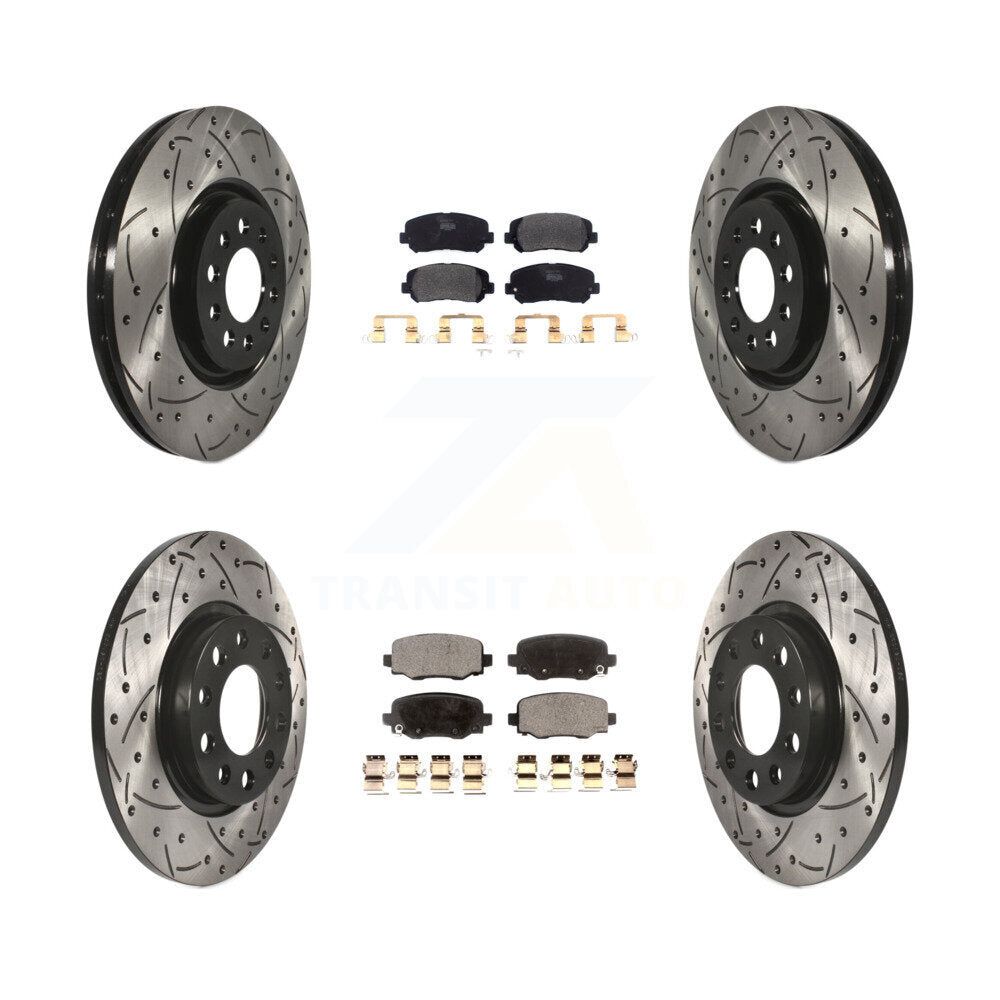 Rotors de frein à disque à fente avant et arrière, Kit de plaquettes semi-métalliques pour Chrysler 20