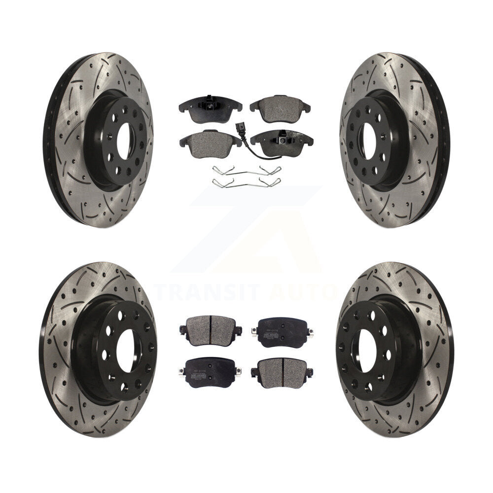 Kit de plaquettes de frein semi-métalliques pour rotors de frein à fente avant et arrière pour Volkswagen Passa