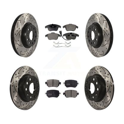Kit de plaquettes de frein semi-métalliques pour rotors de frein à fente avant et arrière pour Volkswagen Passa