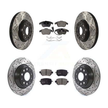 Kit de plaquettes semi-métalliques de Rotor de frein à disque de fente de forage avant et arrière pour Audi Q3 Quattr