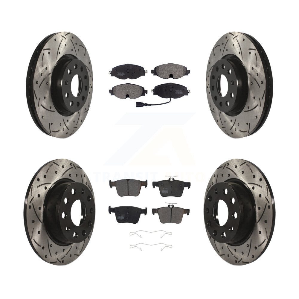Kit de plaquettes semi-métalliques de Rotor de frein de fente de forage avant et arrière pour Volkswagen Taos Aud