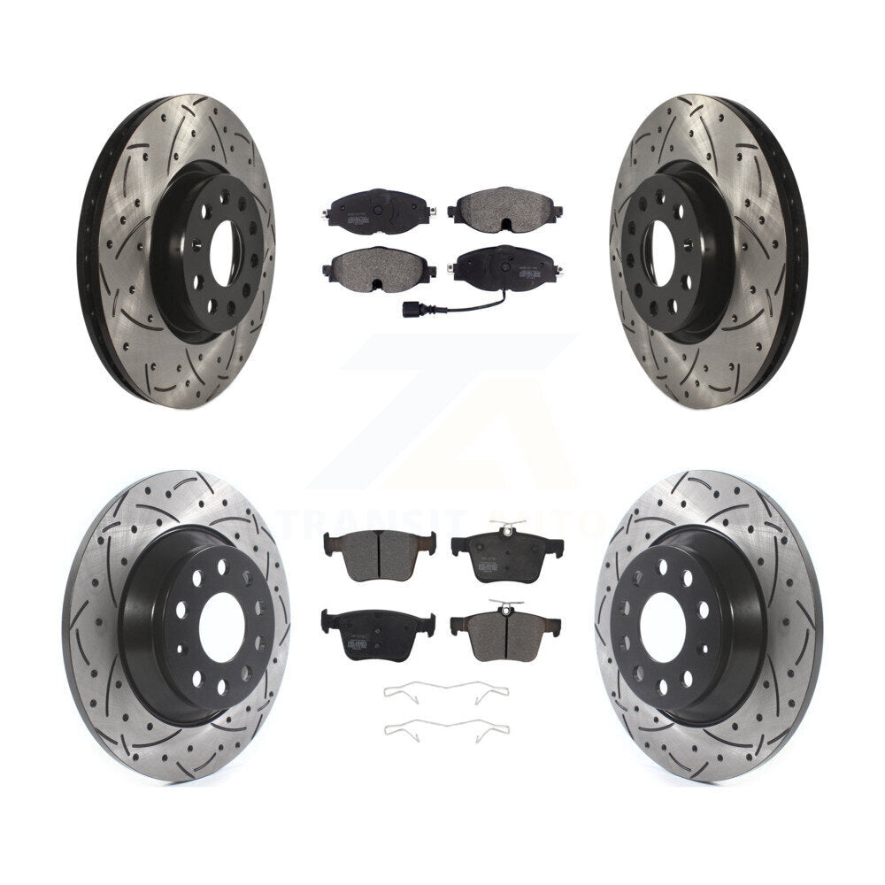 Kit de plaquettes semi-métalliques de Rotor de frein à disque de fente de forage avant et arrière pour Audi TT Quattr