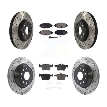 Kit de plaquettes semi-métalliques de Rotor de frein à disque de fente de forage avant et arrière pour Audi TT Quattr