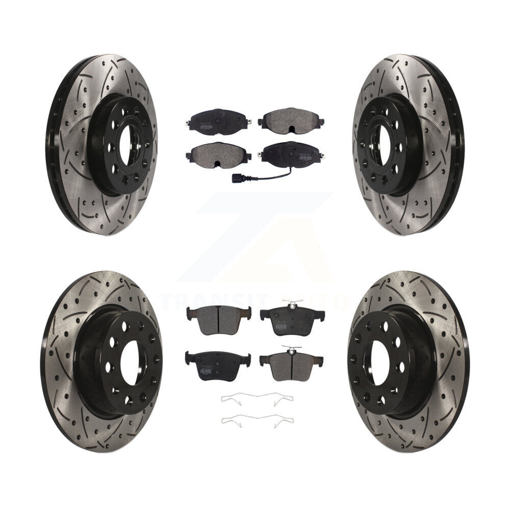 Kit de plaquettes semi-métalliques de Rotor de frein de fente de forage avant et arrière pour Volkswagen Taos Aud