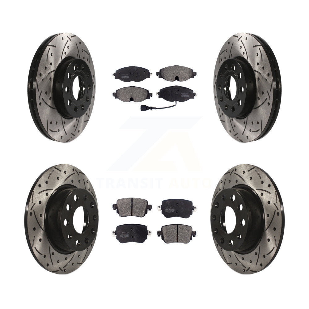 Kit de plaquettes semi-métalliques de Rotor de frein à disque de fente de forage avant et arrière pour Volkswagen Gol