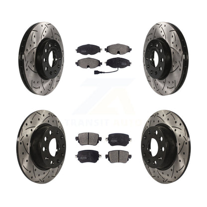 Kit de plaquettes semi-métalliques de Rotor de frein à disque de fente de forage avant et arrière pour Volkswagen Gol
