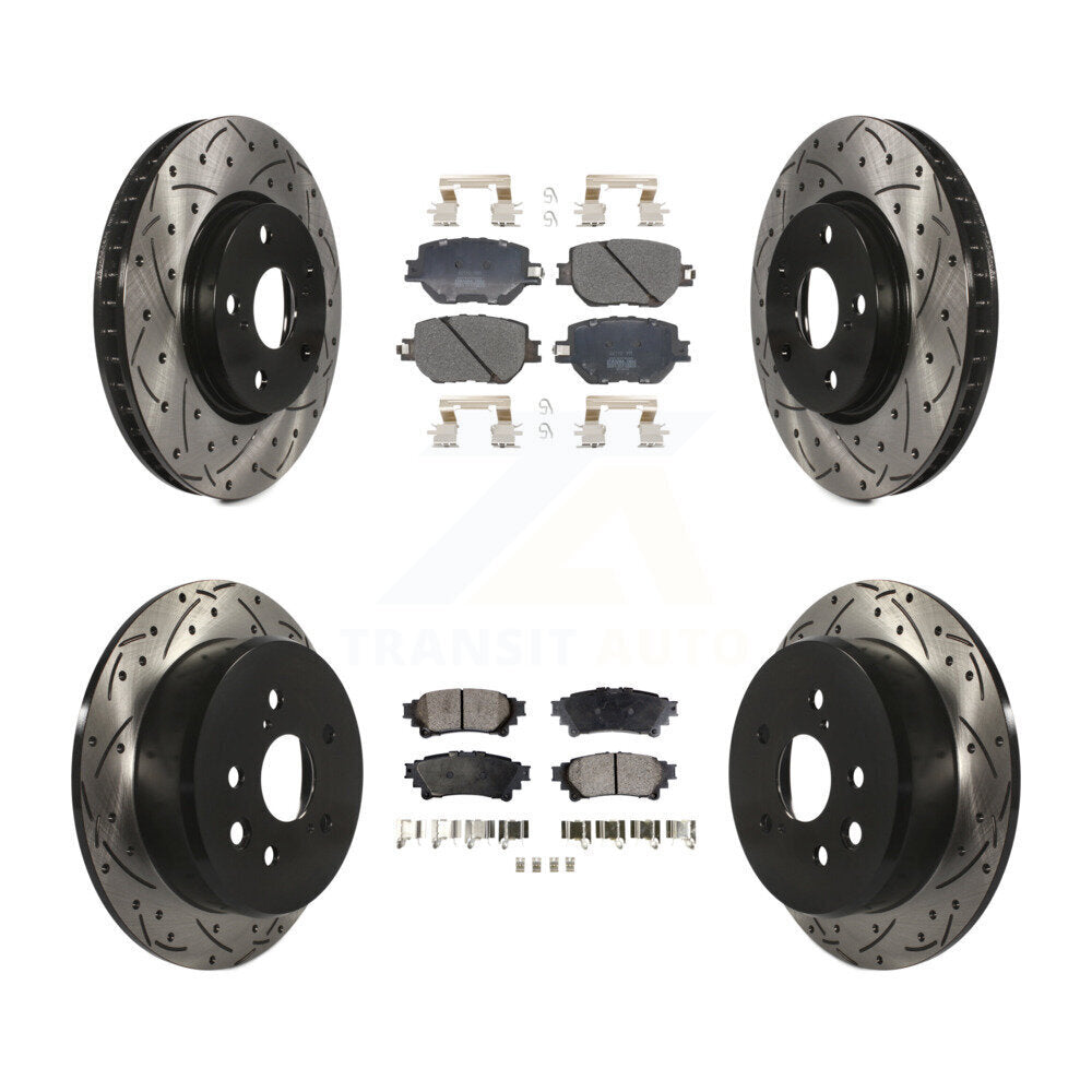 Rotor de frein à disque à fente percée avant et arrière et Kit de plaquettes semi-métalliques pour Lexus IS25
