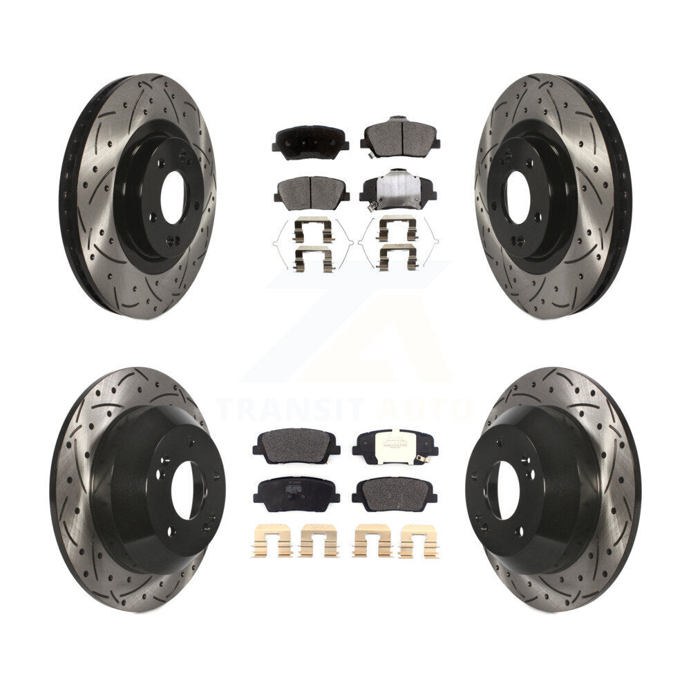 Kit de plaquettes semi-métalliques de rotors de frein de fente de forage avant et arrière pour Kia Sorento Hyunda