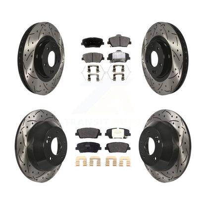 Kit de plaquettes semi-métalliques de rotors de frein de fente de forage avant et arrière pour Kia Sorento Hyunda