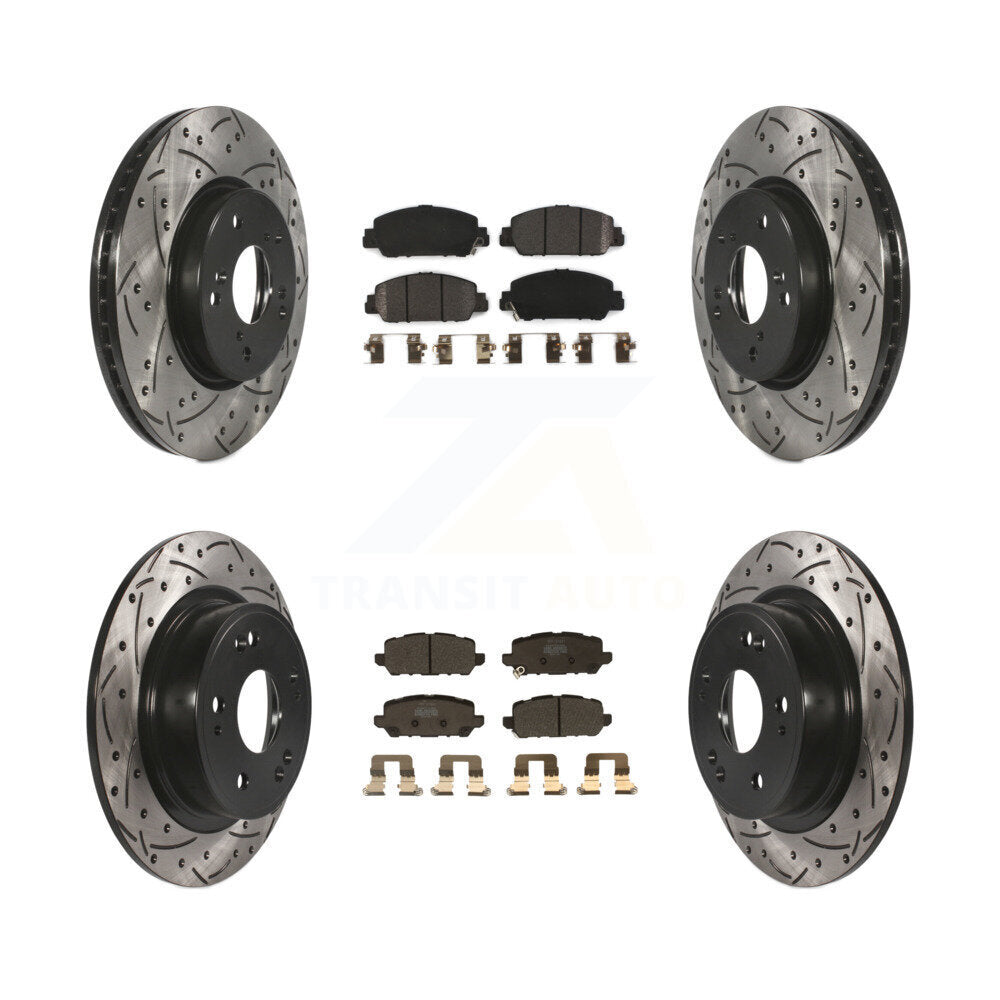 Kit de plaquettes semi-métalliques de Rotor de frein de fente de forage avant et arrière pour Honda HR-2016-2022