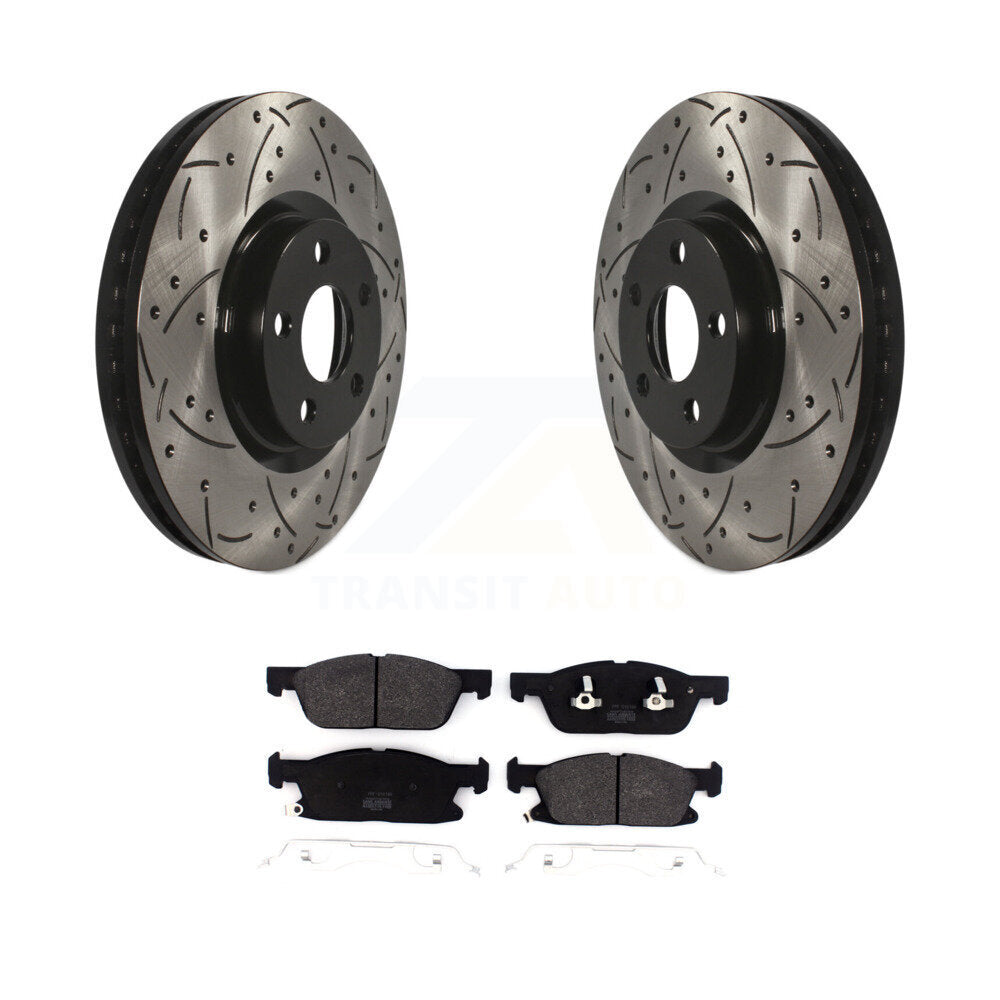 Kit de plaquettes semi-métalliques de rotors de frein à disque de fente de forage avant pour Lincoln Continenta