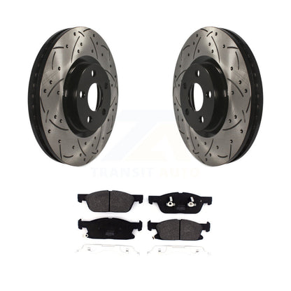 Kit de plaquettes semi-métalliques de rotors de frein à disque de fente de forage avant pour Lincoln Continenta