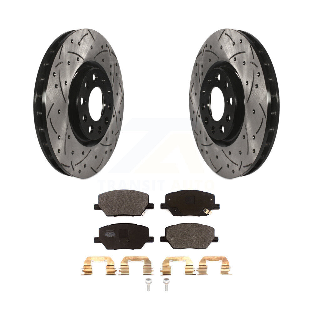 Rotor de frein à fente percée avant et Kit de plaquettes semi-métalliques pour Jeep Compass Renegad