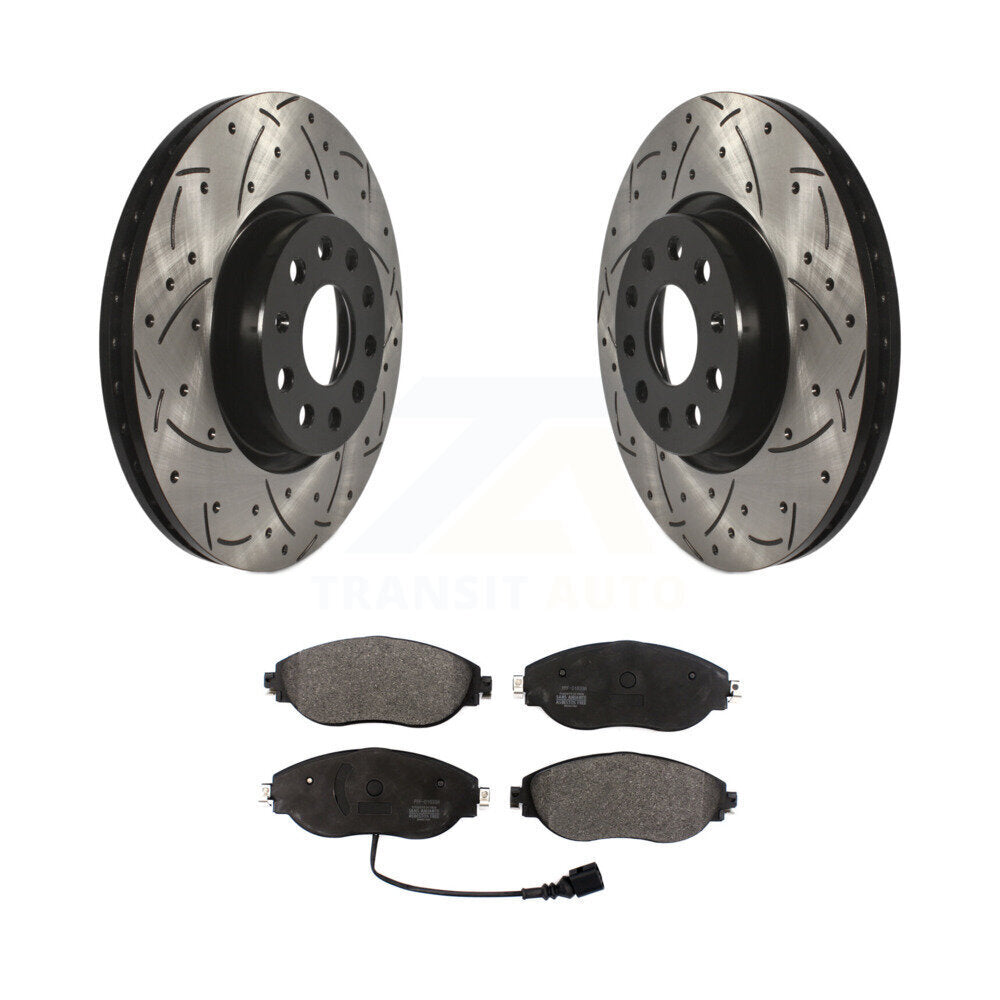 Rotors de frein à fente avant, Kit de plaquettes semi-métalliques pour Volkswagen GTI Arteon A