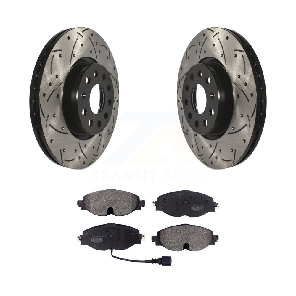 Kit de plaquettes semi-métalliques de Rotor de frein de fente de forage avant pour Volkswagen Golf Taos Aud