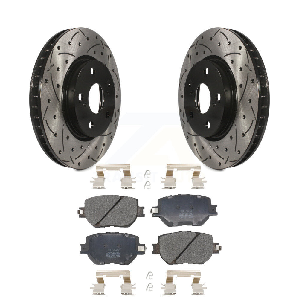 Kit de plaquettes semi-métalliques de Rotor de frein à disque à fente percée avec revêtement avant pour Lexus IS25
