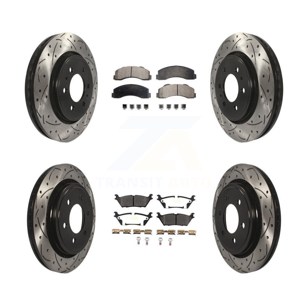 Kit de plaquettes semi-métalliques pour Rotor de frein à disque, fente de perçage pour manteau avant et arrière, pour Ford F-15