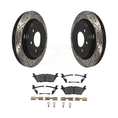 Rotor de frein à disque à fente percée à revêtement arrière et Kit de plaquettes semi-métalliques pour Ford F-15