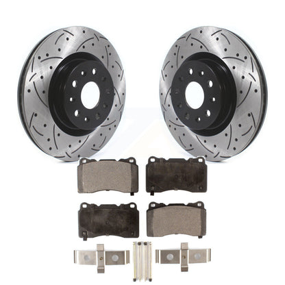 Rotor de frein à disque à fente avant percée et Kit de plaquettes semi-métalliques pour Cadillac CTS CT