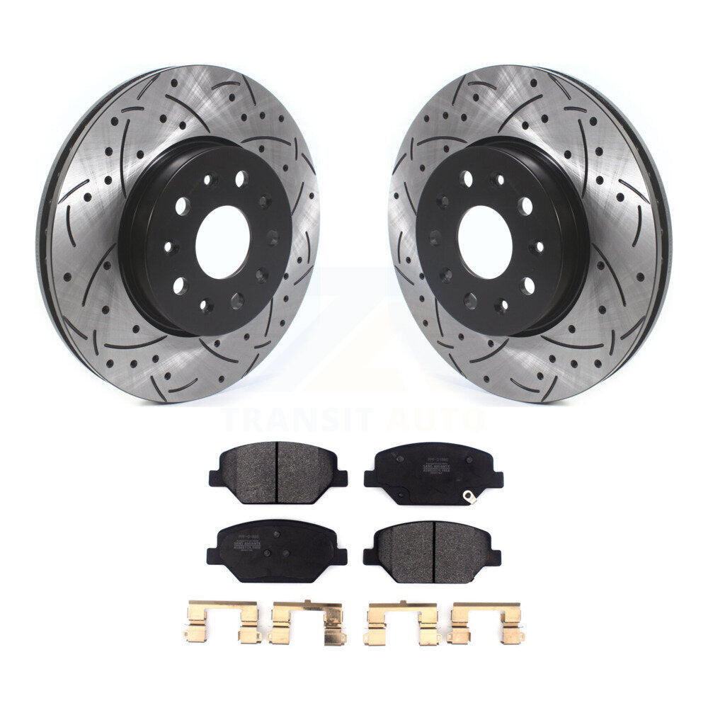 Rotor de frein à disque à fente avant percée et Kit de plaquettes semi-métalliques pour Chevrolet Camar