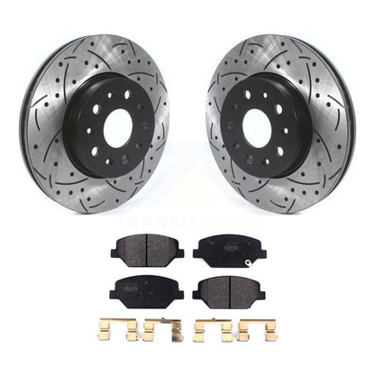 Rotor de frein à disque à fente avant percée et Kit de plaquettes semi-métalliques pour Chevrolet Camar