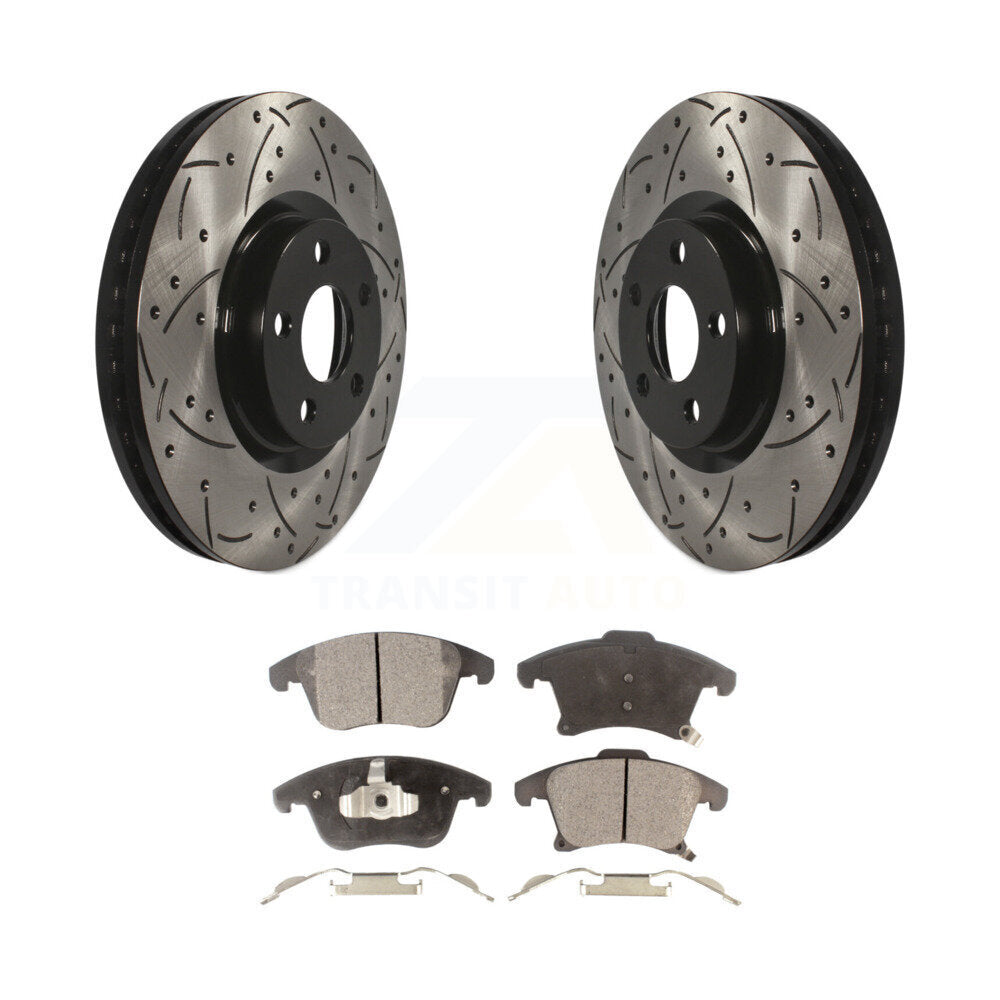 Kit de plaquettes semi-métalliques de Rotor de frein à fente de forage avant pour Ford Police Responder SS