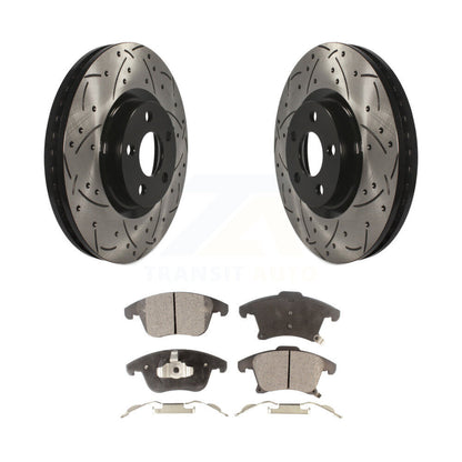 Kit de plaquettes semi-métalliques de Rotor de frein à fente de forage avant pour Ford Police Responder SS
