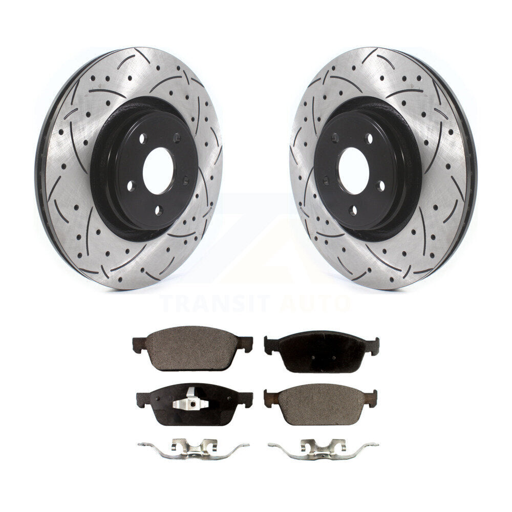 Rotors de frein à fente avant percés, Kit de plaquettes semi-métalliques pour Ford Focus Lincoln MK