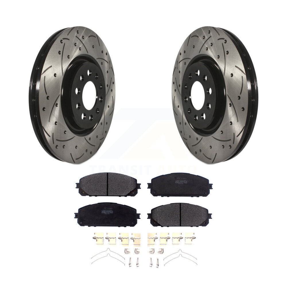 Kit de plaquettes semi-métalliques de Rotor de frein à disque de fente de forage enduit avant pour Jeep Cheroke