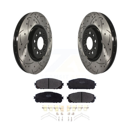 Kit de plaquettes semi-métalliques de Rotor de frein à disque de fente de forage enduit avant pour Jeep Cheroke