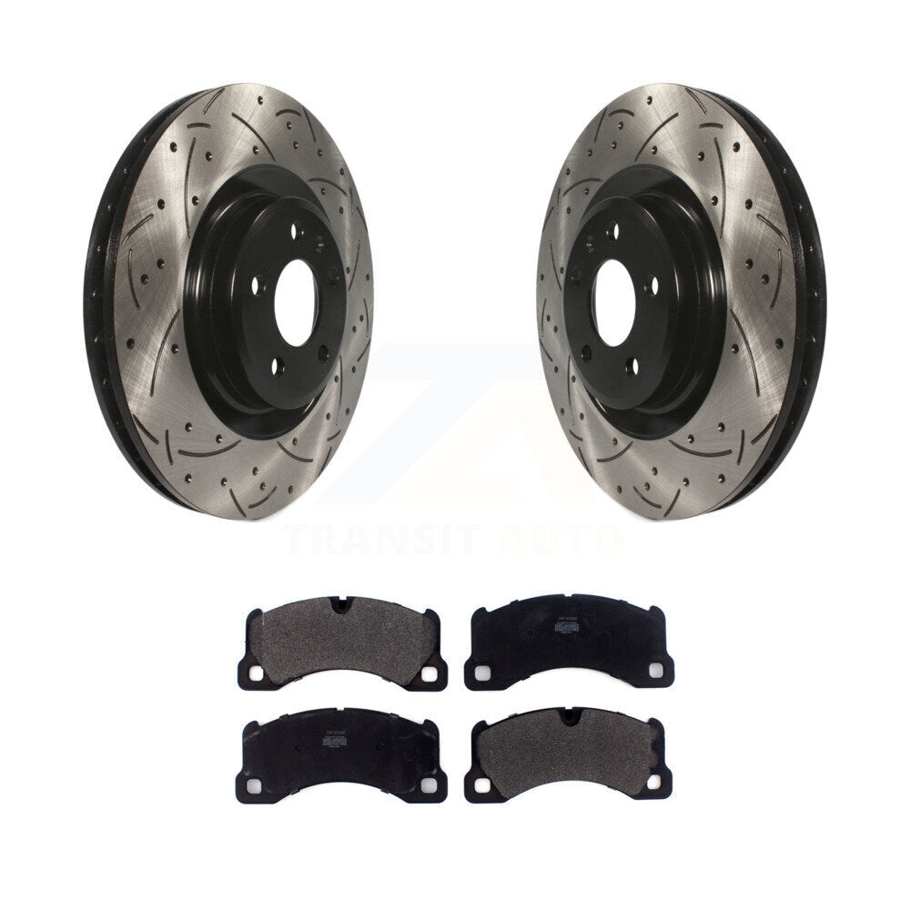 Kit de plaquettes semi-métalliques de Rotor de frein à fente avant percée pour Porsche Macan Bas 2017
