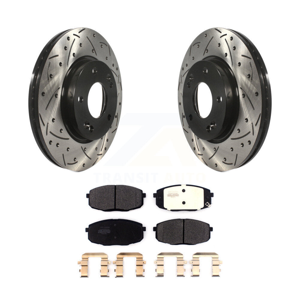 Kit de plaquettes semi-métalliques de Rotor de frein de fente de forage avant pour Kia Hyundai Kona Forte G