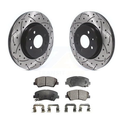 Kit de plaquettes semi-métalliques de rotors de frein à disque fendus percés à revêtement avant pour Kia Ri