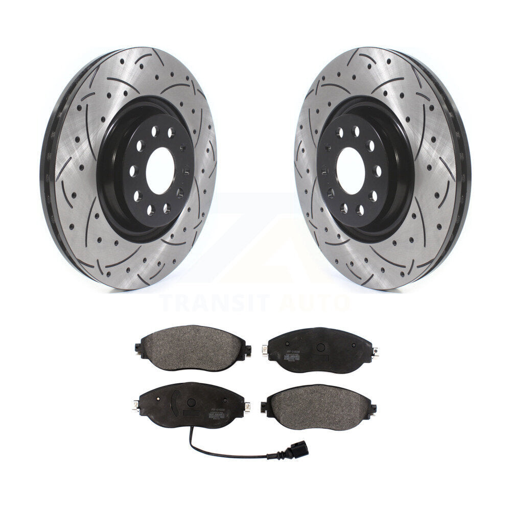 Kit de plaquettes semi-métalliques de Rotor de frein de fente de forage avant pour Volkswagen Tiguan Jetta