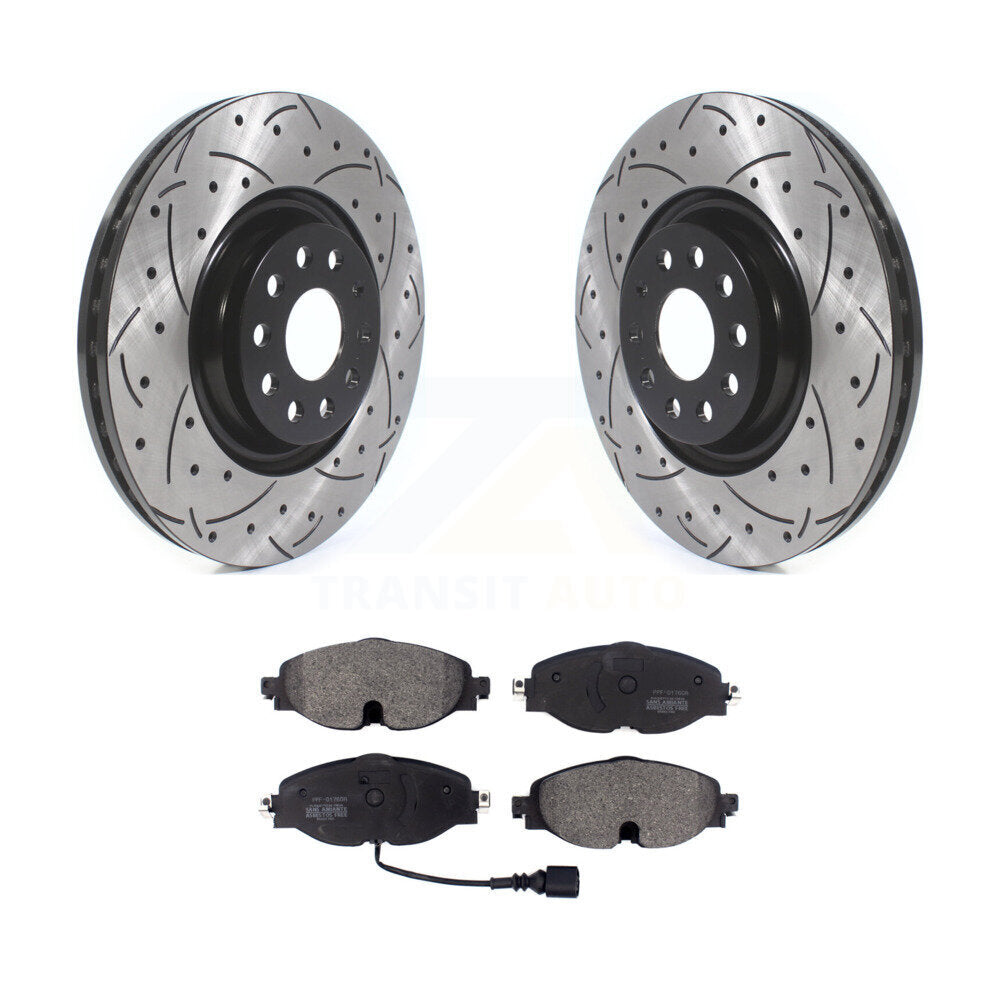 Kit de plaquettes semi-métalliques de Rotor de frein à fente avant percée, pour Volkswagen Golf Audi A