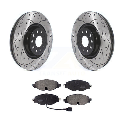 Kit de plaquettes semi-métalliques de Rotor de frein à fente avant percée, pour Volkswagen Golf Audi A