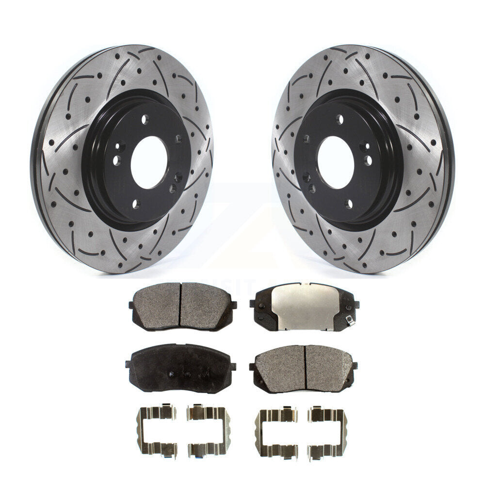 Kit de plaquettes semi-métalliques de Rotor de frein de fente de forage avant pour le moteur à gaz Hyundai Sonata