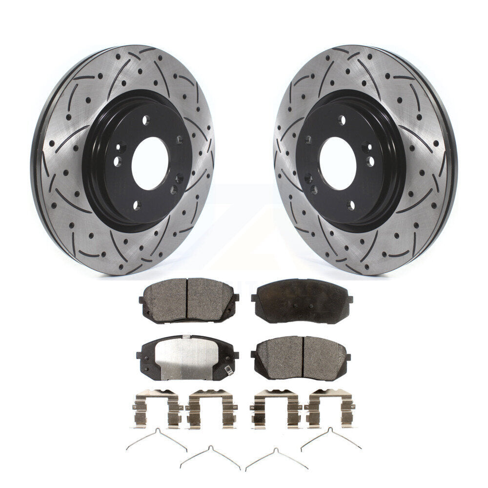 Kit de plaquettes semi-métalliques de Rotor de frein à fente avant percée, pour Hyundai Sonata Kona Ki